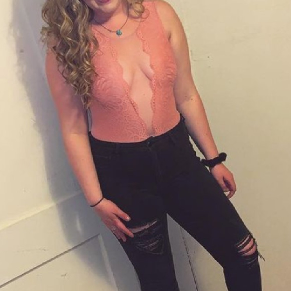 Lace see-through onsie.